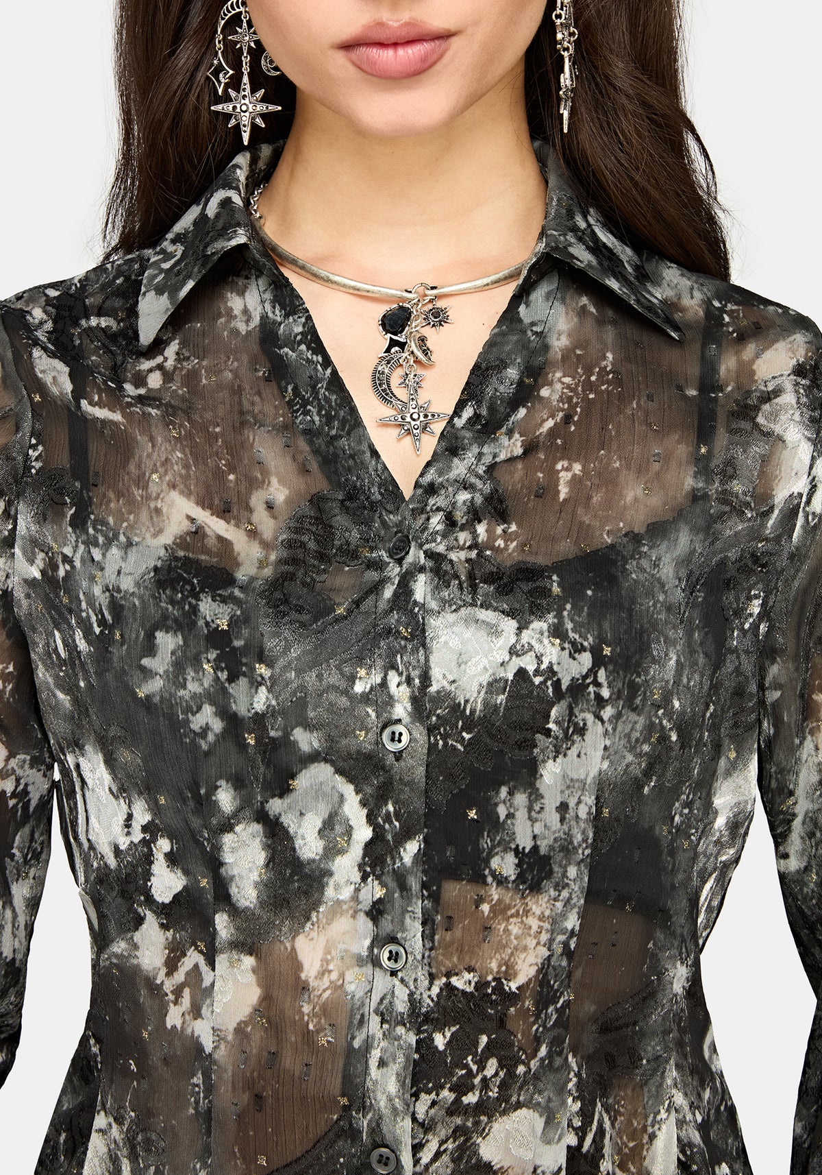 Essie Cinched Jacquard Hanky Hem Shirt
