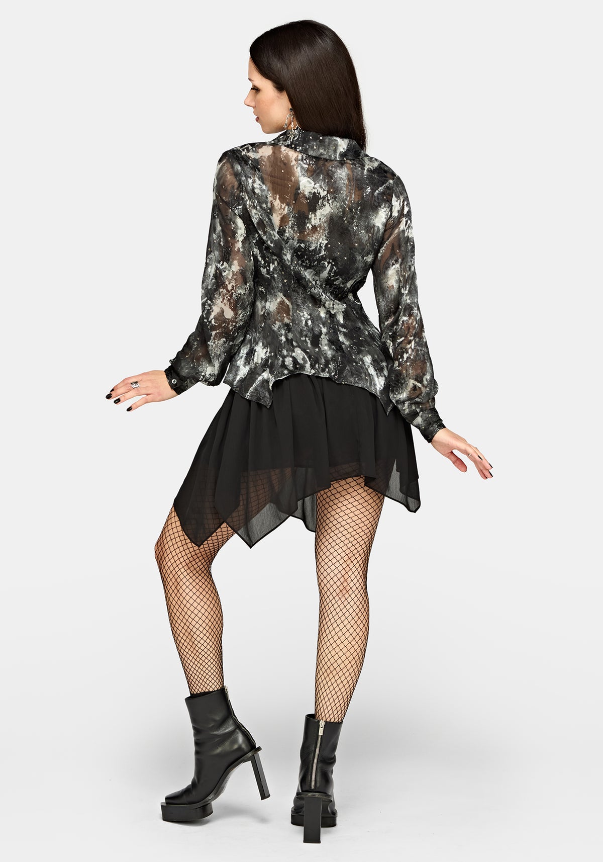 Essie Cinched Jacquard Hanky Hem Shirt