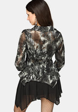 Essie Cinched Jacquard Hanky Hem Shirt