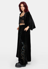 Tigris Embroidered Velour Kimono