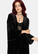 Tigris Embroidered Velour Kimono