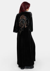 Tigris Embroidered Velour Kimono