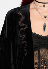 Tigris Embroidered Velour Kimono