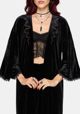 Tigris Embroidered Velour Kimono