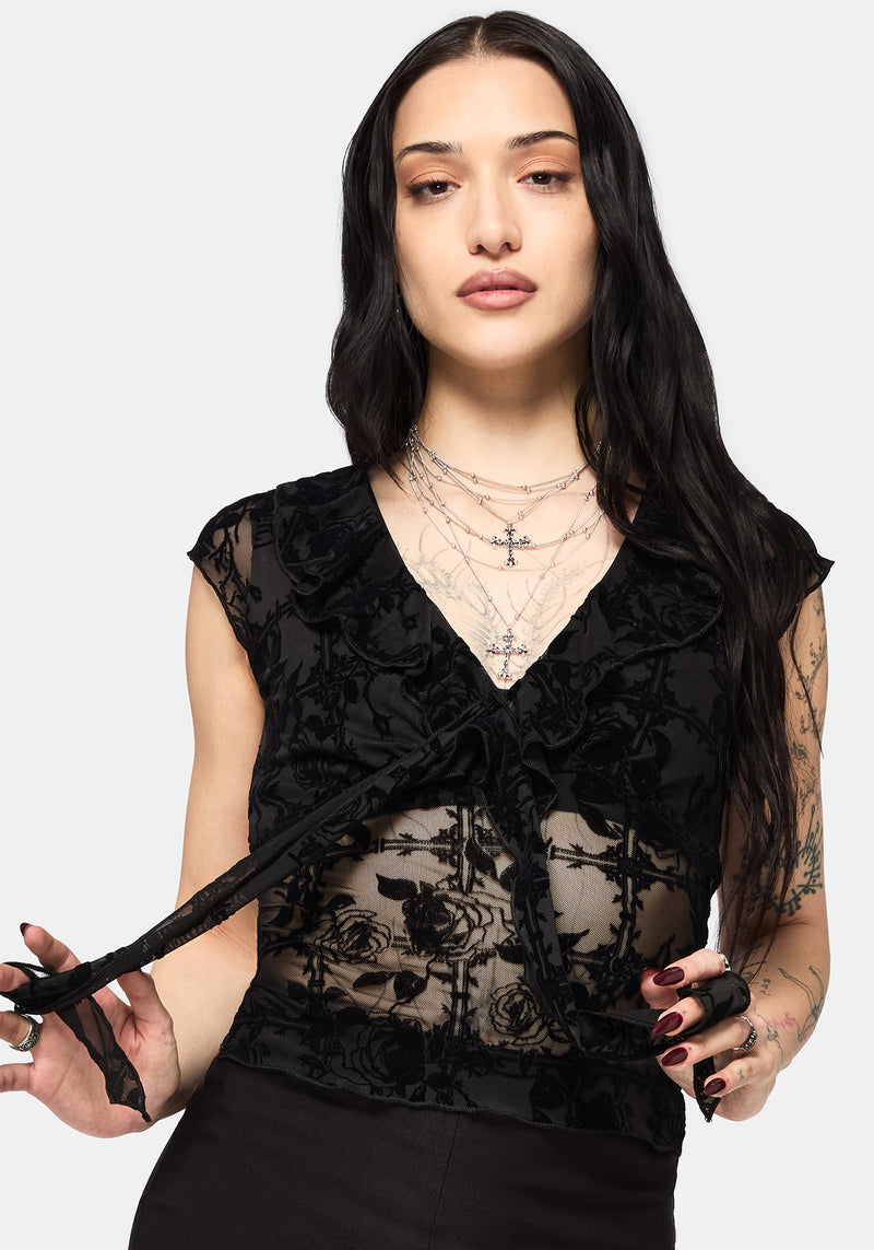 Rose Riot Flock Mesh Blouse – Disturbia
