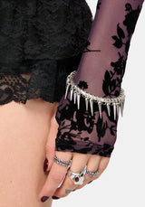 Liora Flock Long Sleeve Mesh Top