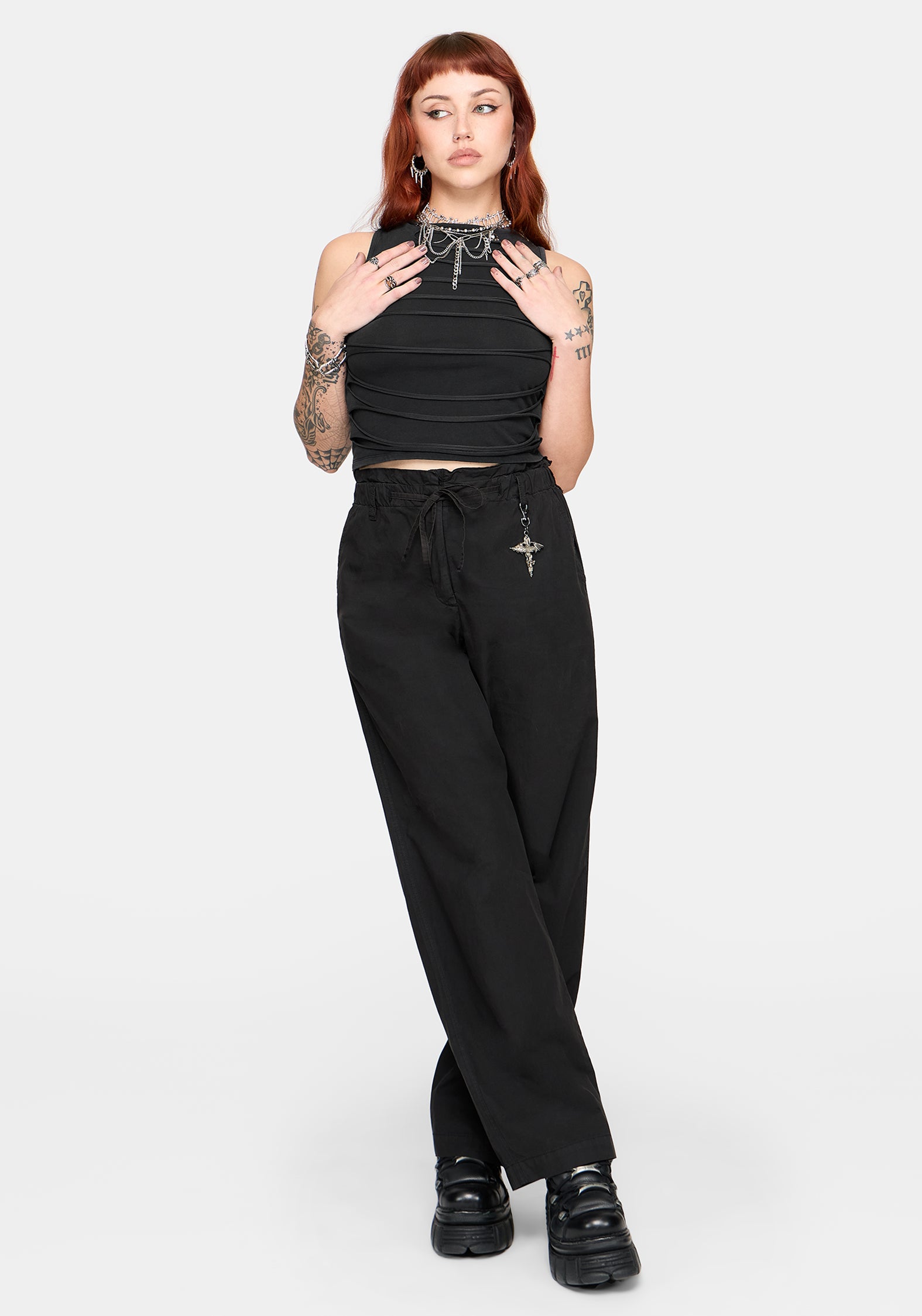 Zuri Distressed Slash Neck Tank Top