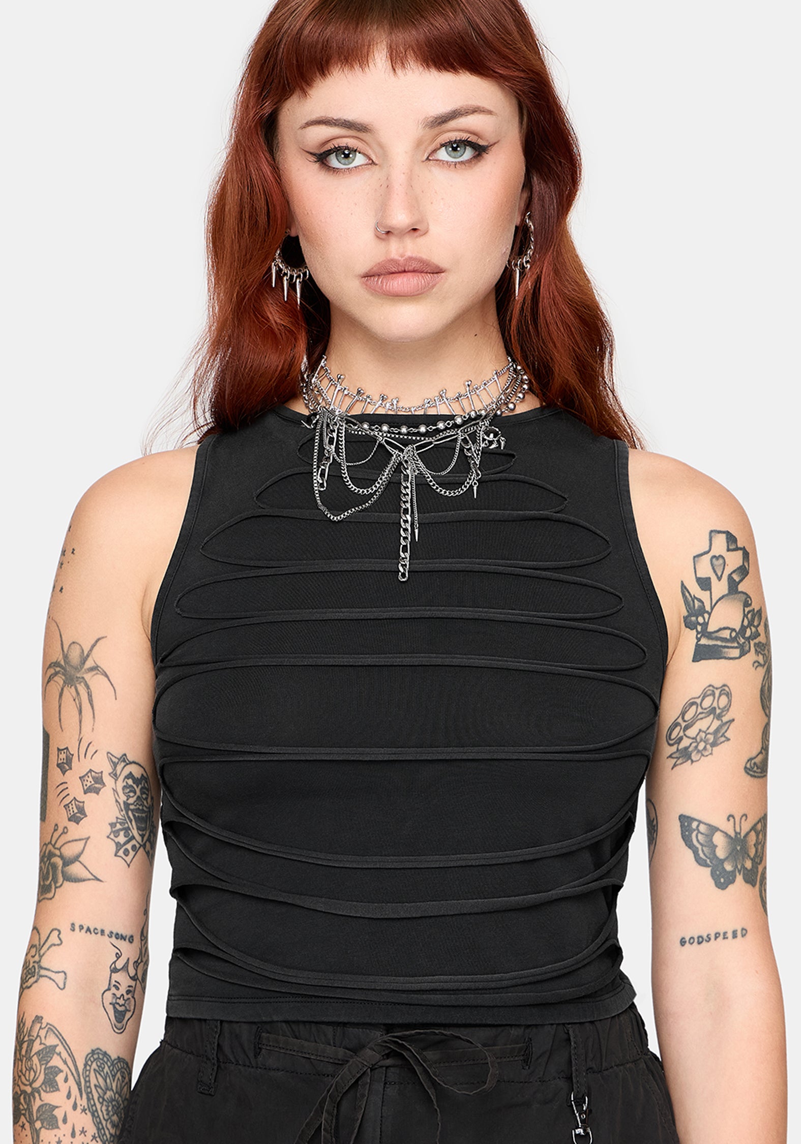 Zuri Distressed Slash Neck Tank Top – Disturbia