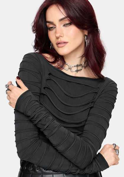 Zuri Distressed Long Sleeve Top – Disturbia