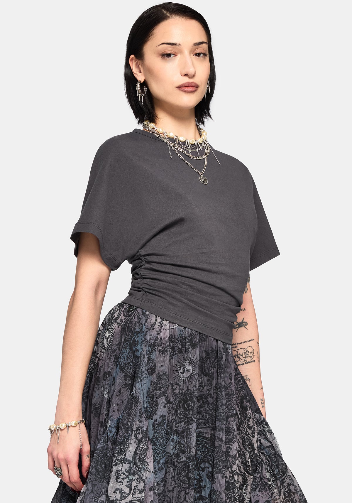Deni Ruched Short Sleeve Top