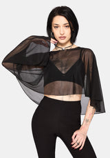 Emmie Black Mesh Poncho