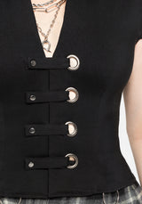 Alina Stripe Bengaline Eyelet Shirt US 2