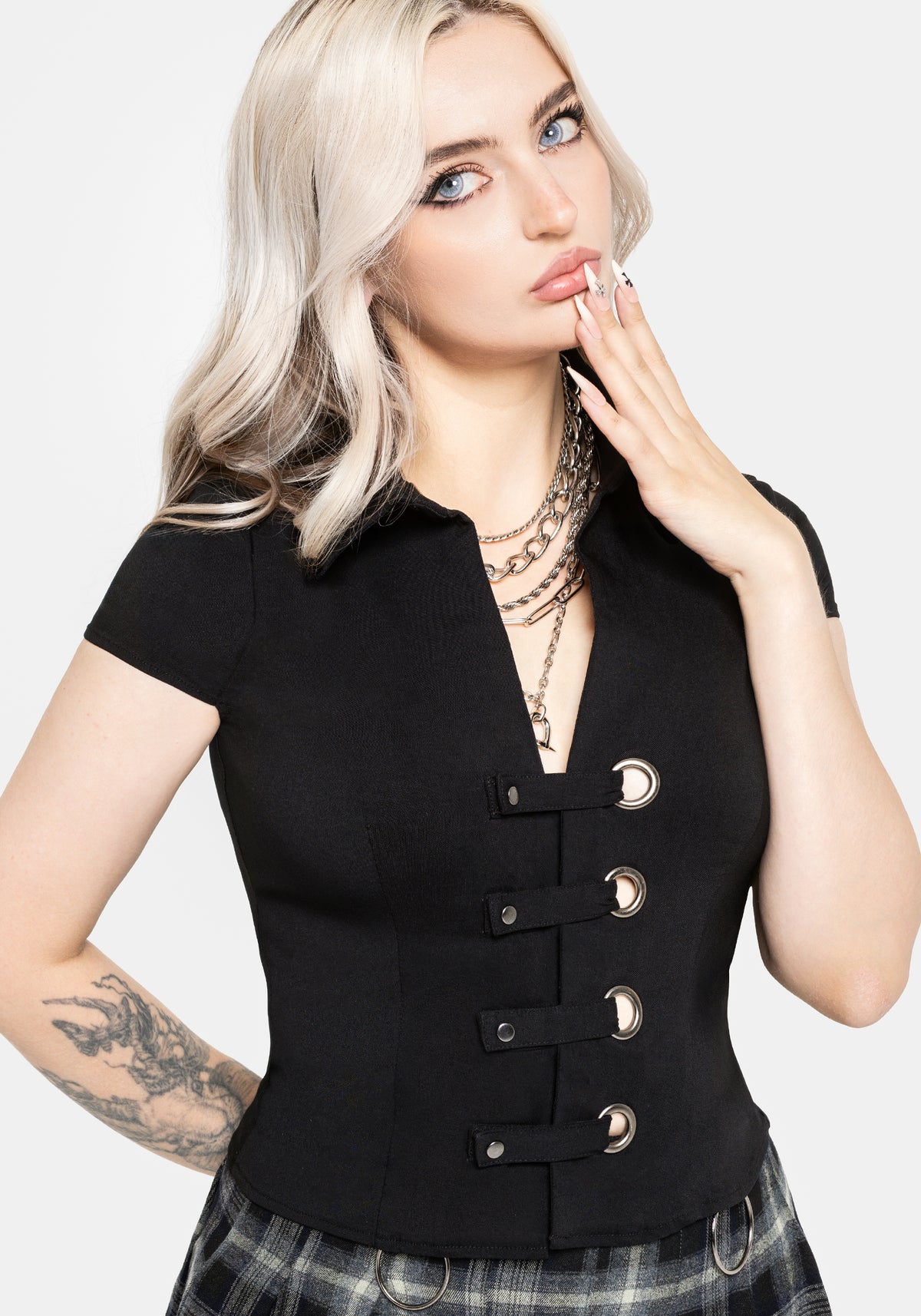 Alina Stripe Bengaline Eyelet Shirt US 2