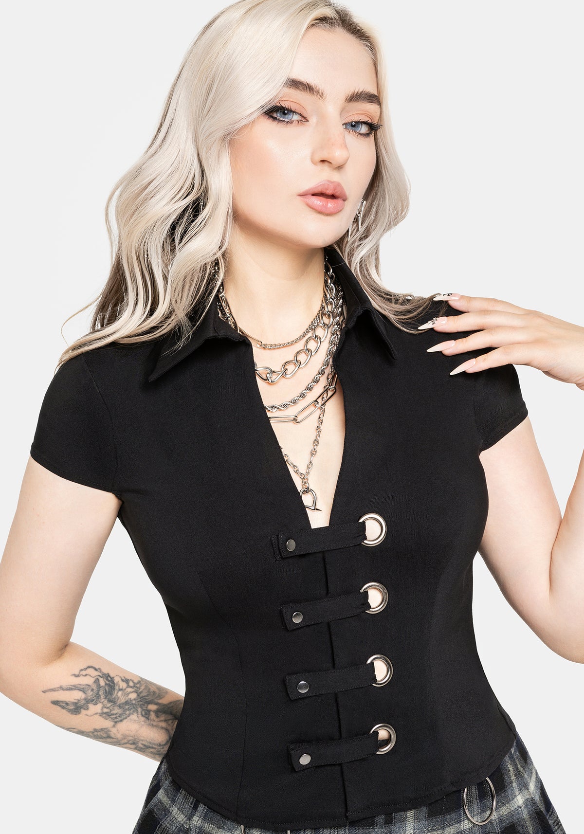 Alina Stripe Bengaline Eyelet Shirt US 2