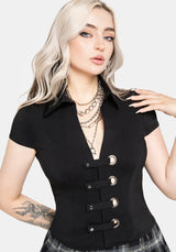 Alina Stripe Bengaline Eyelet Shirt US 2