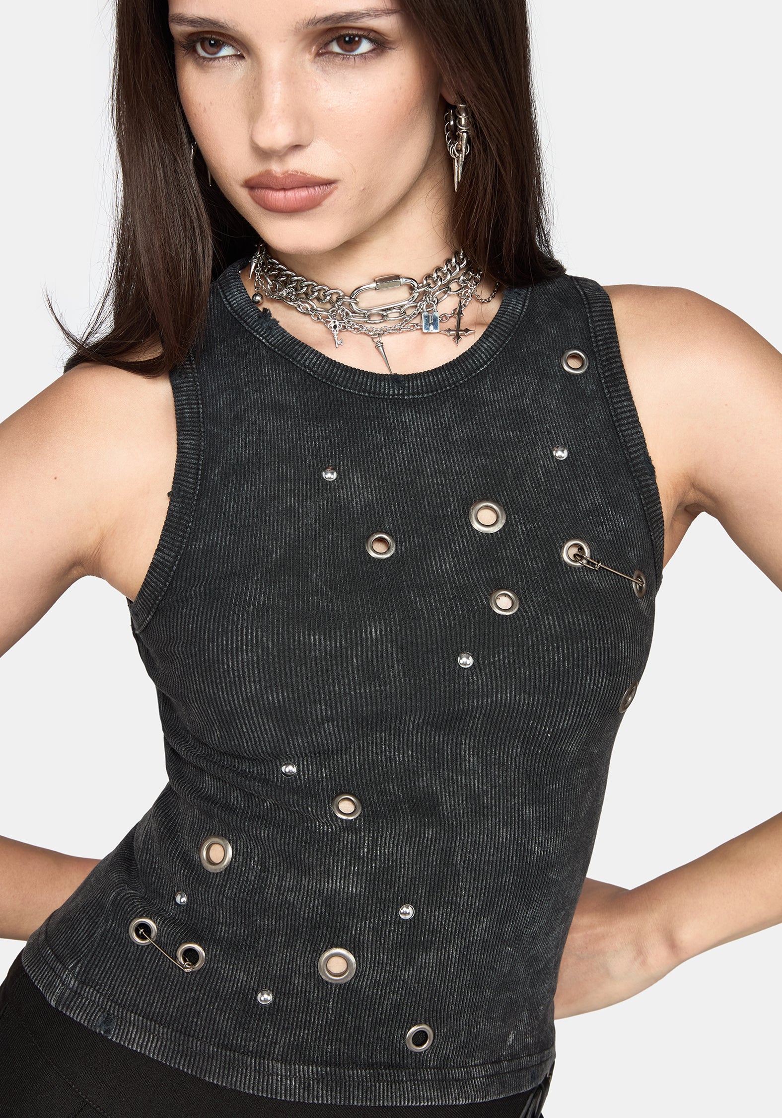 Cassiana Ribbed Eyelet Vest