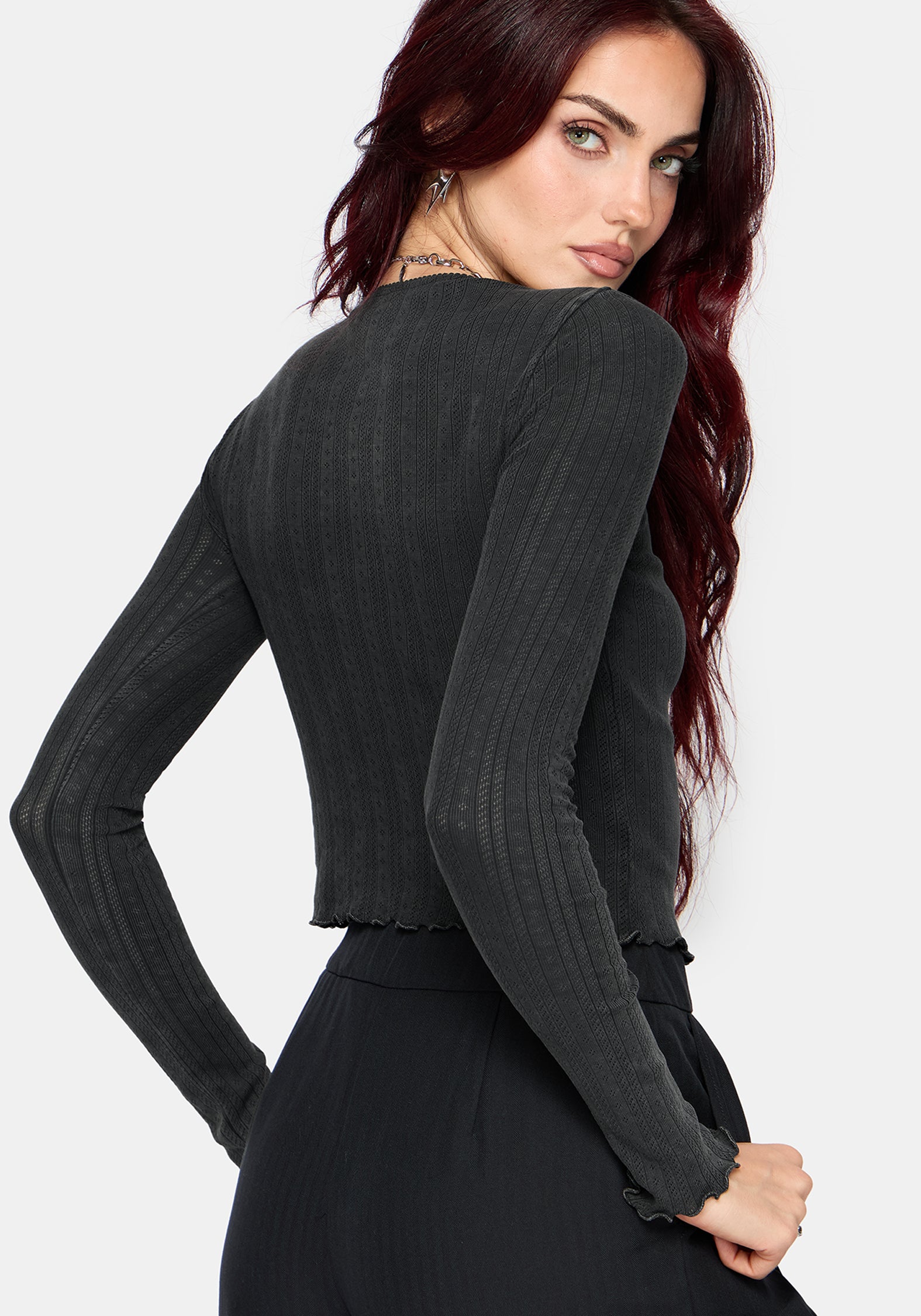 Lucera Pointelle Long Sleeve Cardigan – Disturbia