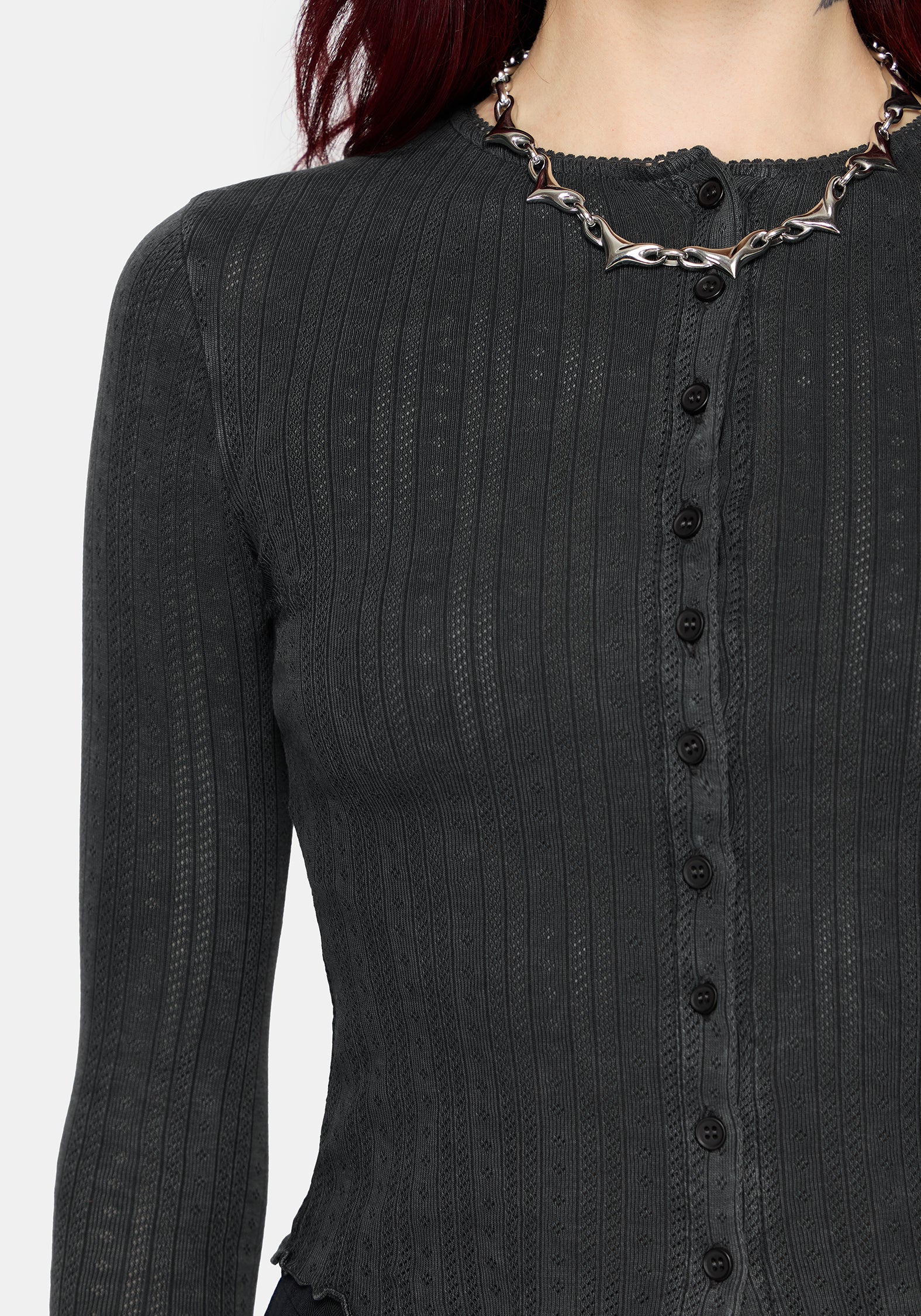 Lucera Pointelle Long Sleeve Cardigan