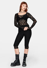 Lucera Long Sleeve Lace Scoop Neck Top - Black
