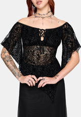Drakona Off The Shoulder Flocked Top