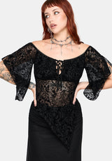 Drakona Off The Shoulder Flocked Top