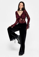 Delilah Corded Flock Long Sleeve Blouse