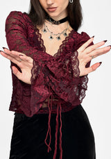 Delilah Corded Flock Long Sleeve Blouse