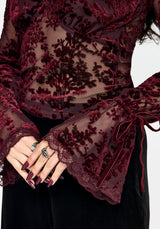 Delilah Corded Flock Long Sleeve Blouse