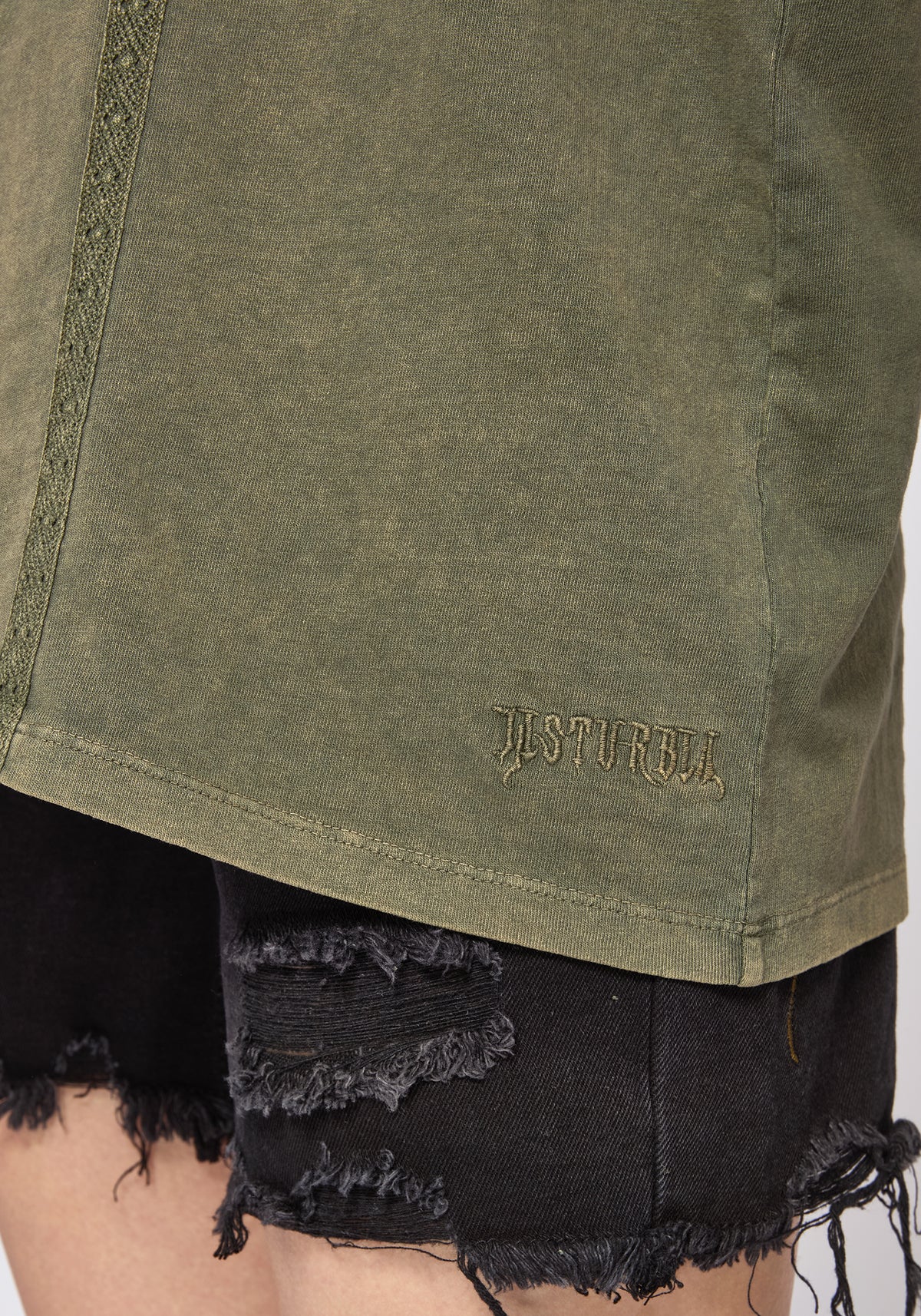 Blake Lace Oversized Graphic T-Shirt- Khaki