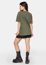 Blake Lace Oversized Graphic T-Shirt- Khaki