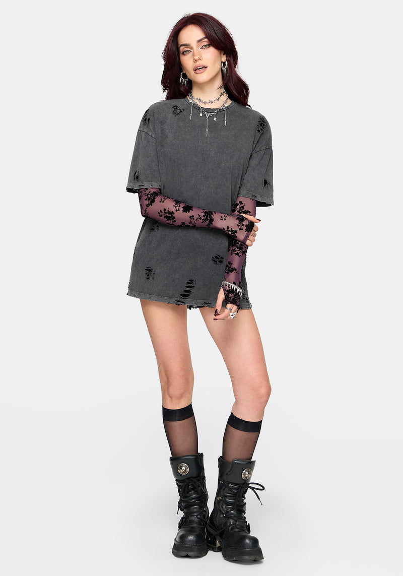 distressed t shirt dress Brooke Oversized T-Shirt – Disturbia EMERALD GREEN Womens Dresses Above The US Child Size:2T 6” Waist