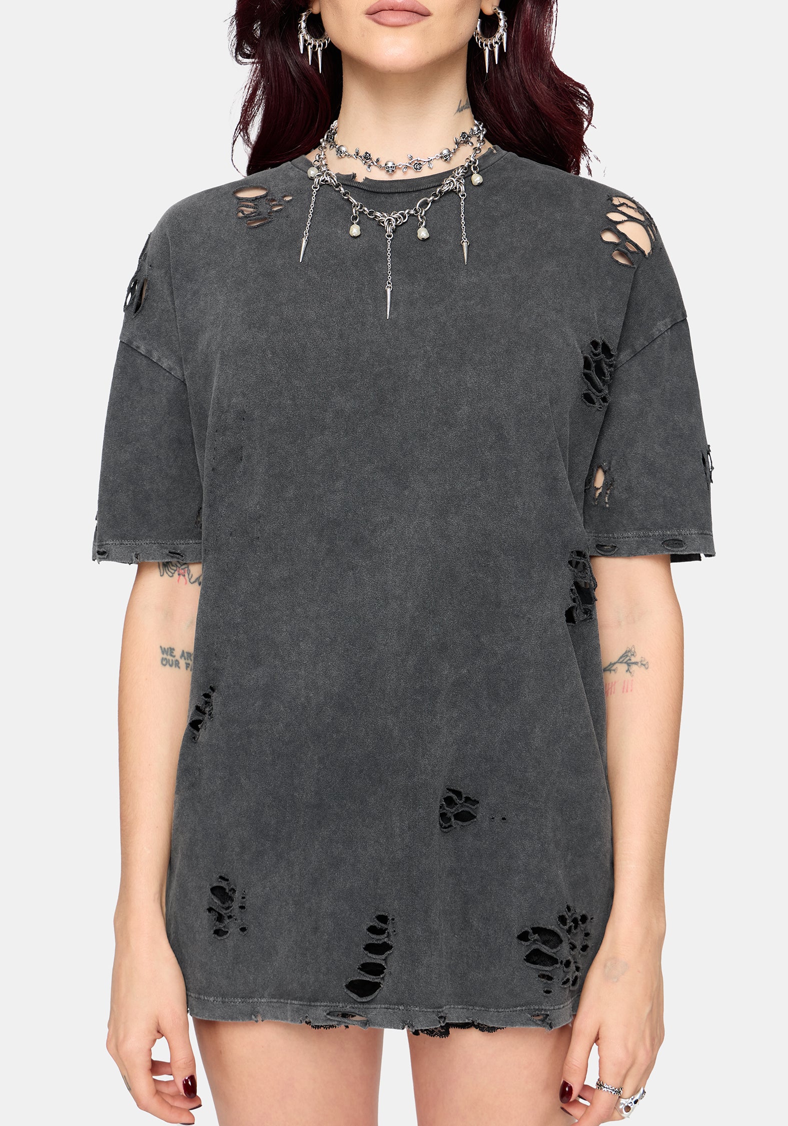 Brooke Distressed Oversized T-Shirt – Disturbia
