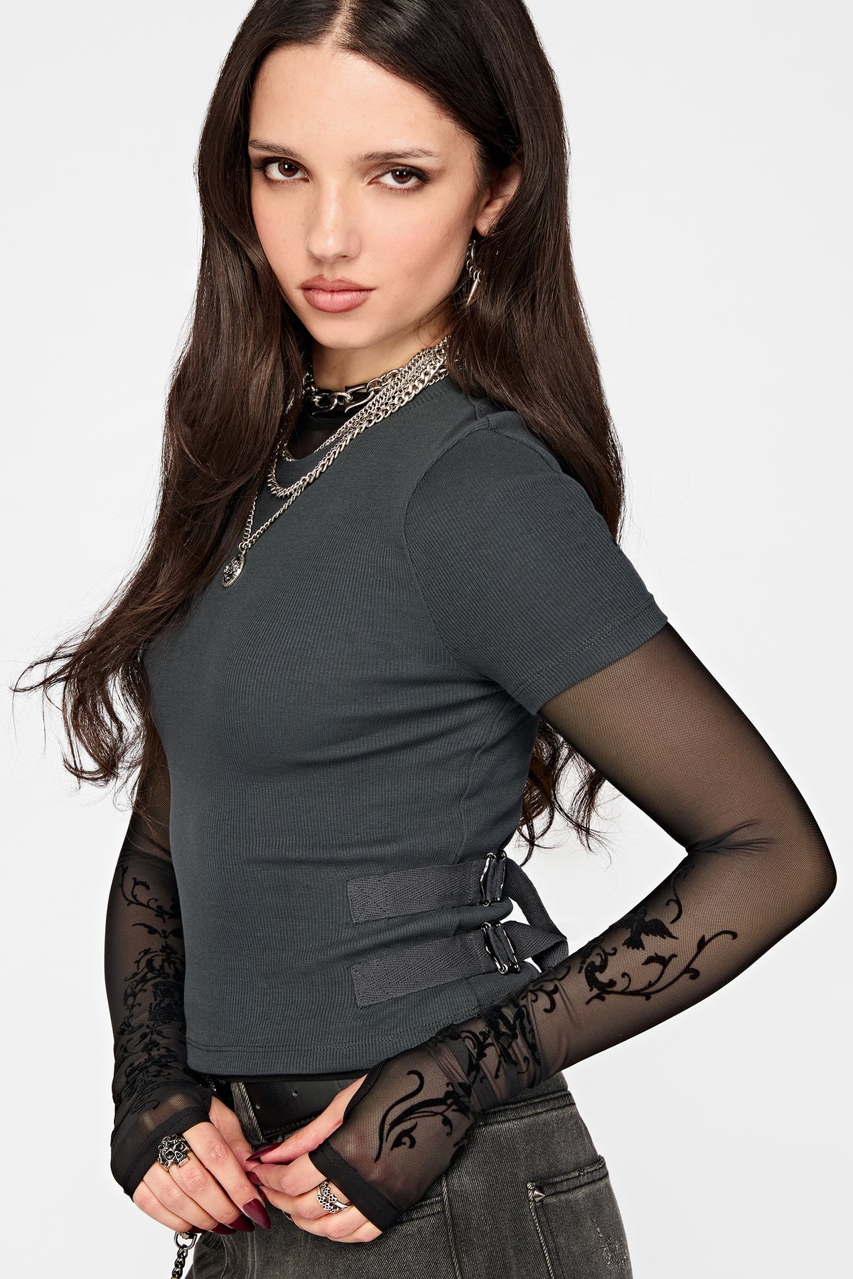 Lexie Ribbed Short Sleeve Buckle Top