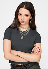Lexie Ribbed Short Sleeve Buckle Top