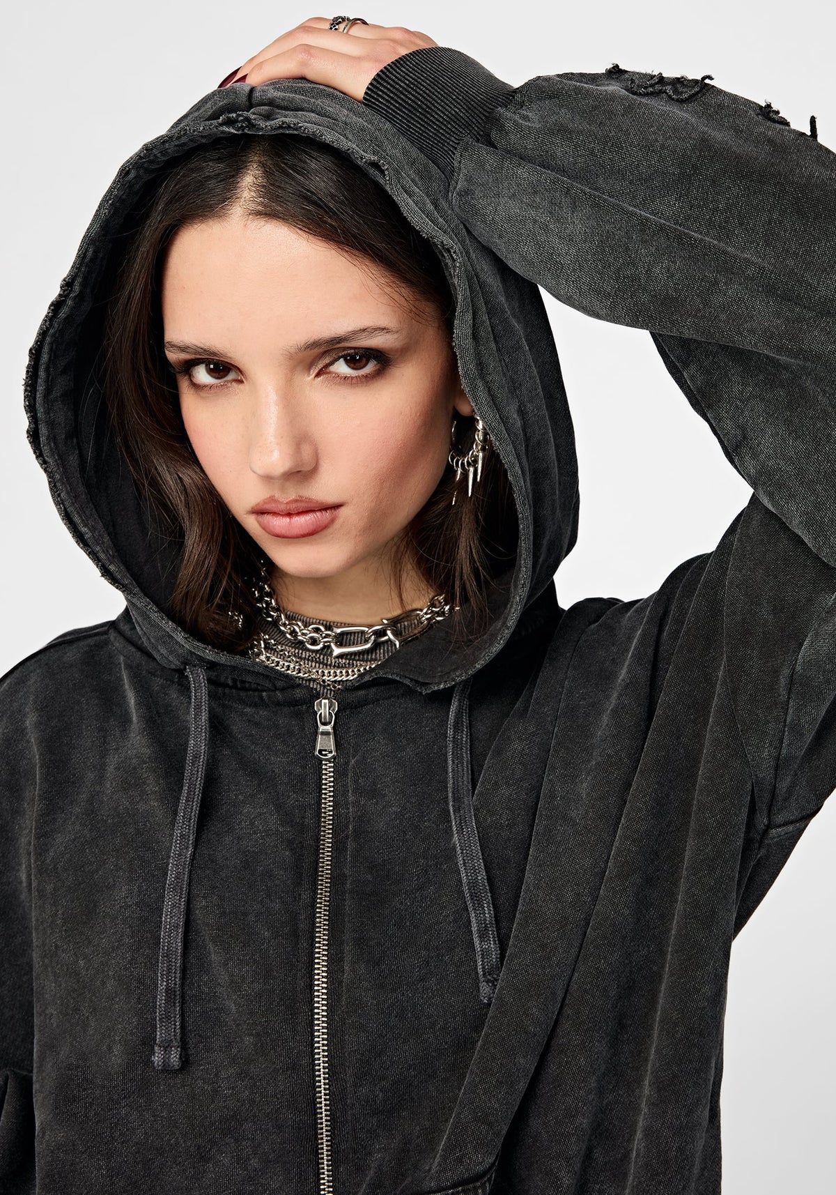 Noctis Applique Embroidered Zip Up Hoodie