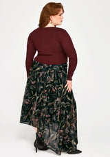Lucera Pointelle Long Sleeve Cardigan - Red