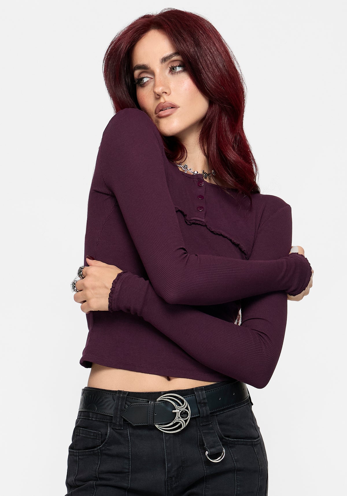 Serena Long Sleeve Waffle Top