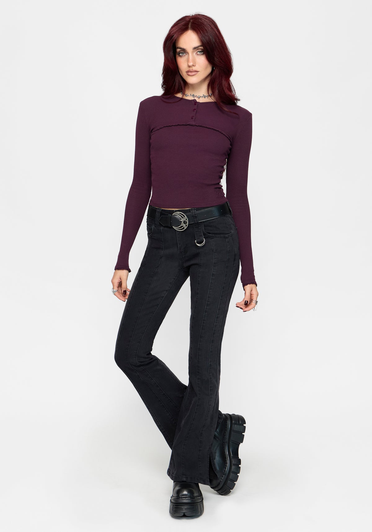 Serena Long Sleeve Waffle Top