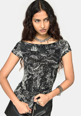 Kosmara Map Print Slash Neck T-Shirt
