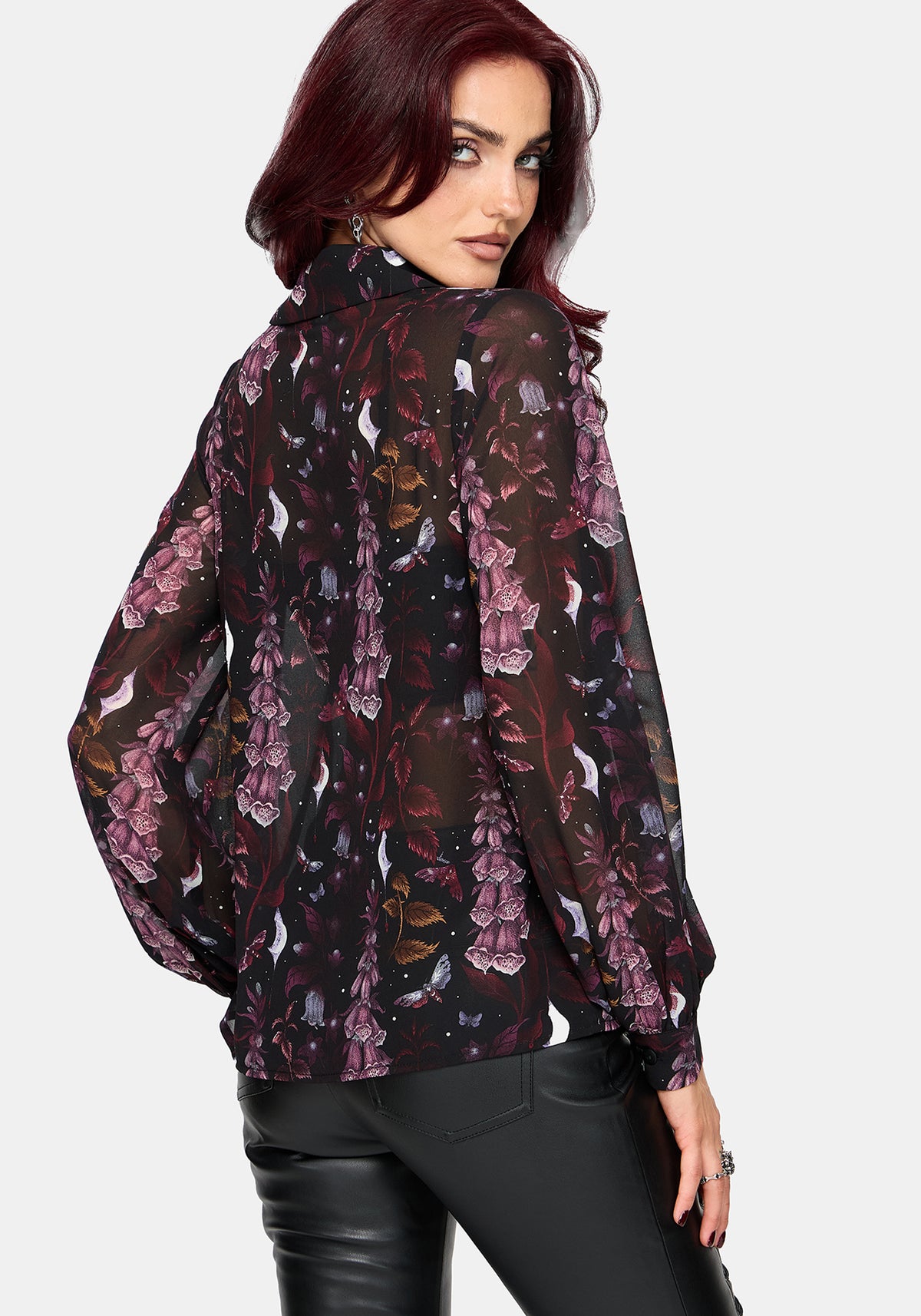 Foxglove Print Chiffon Shirt