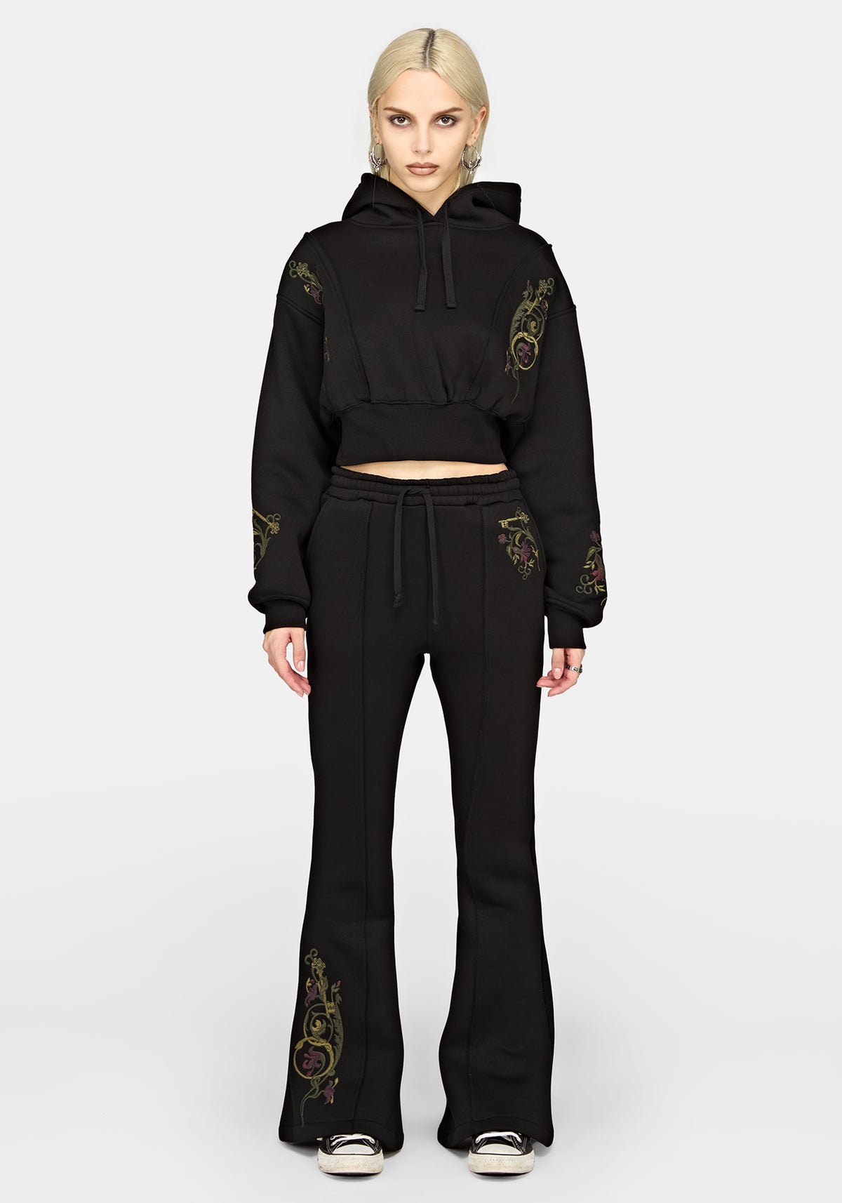 Ouro Embroidered Cropped  Hoodie