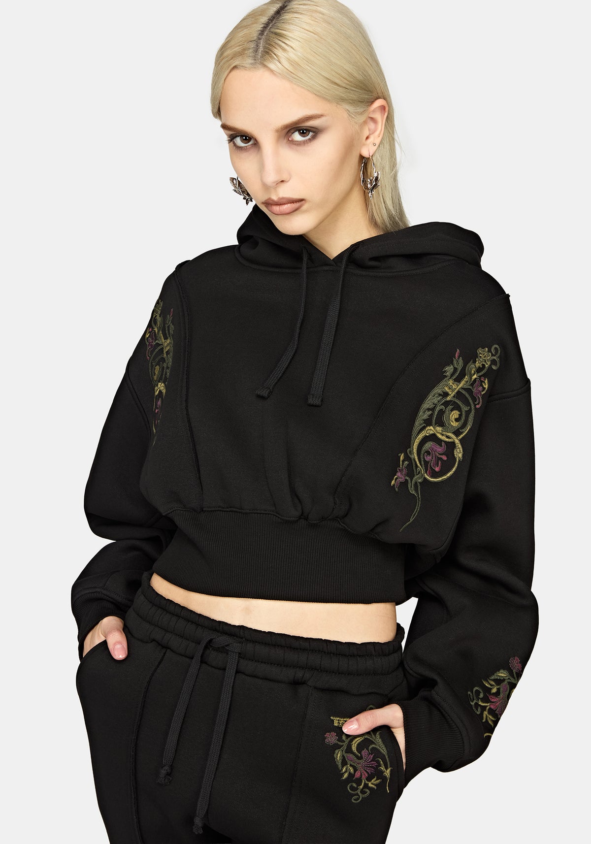 Ouro Embroidered Cropped  Hoodie