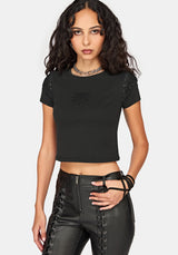 Disturbia x The Witcher Lace Up Shrunken T-Shirt