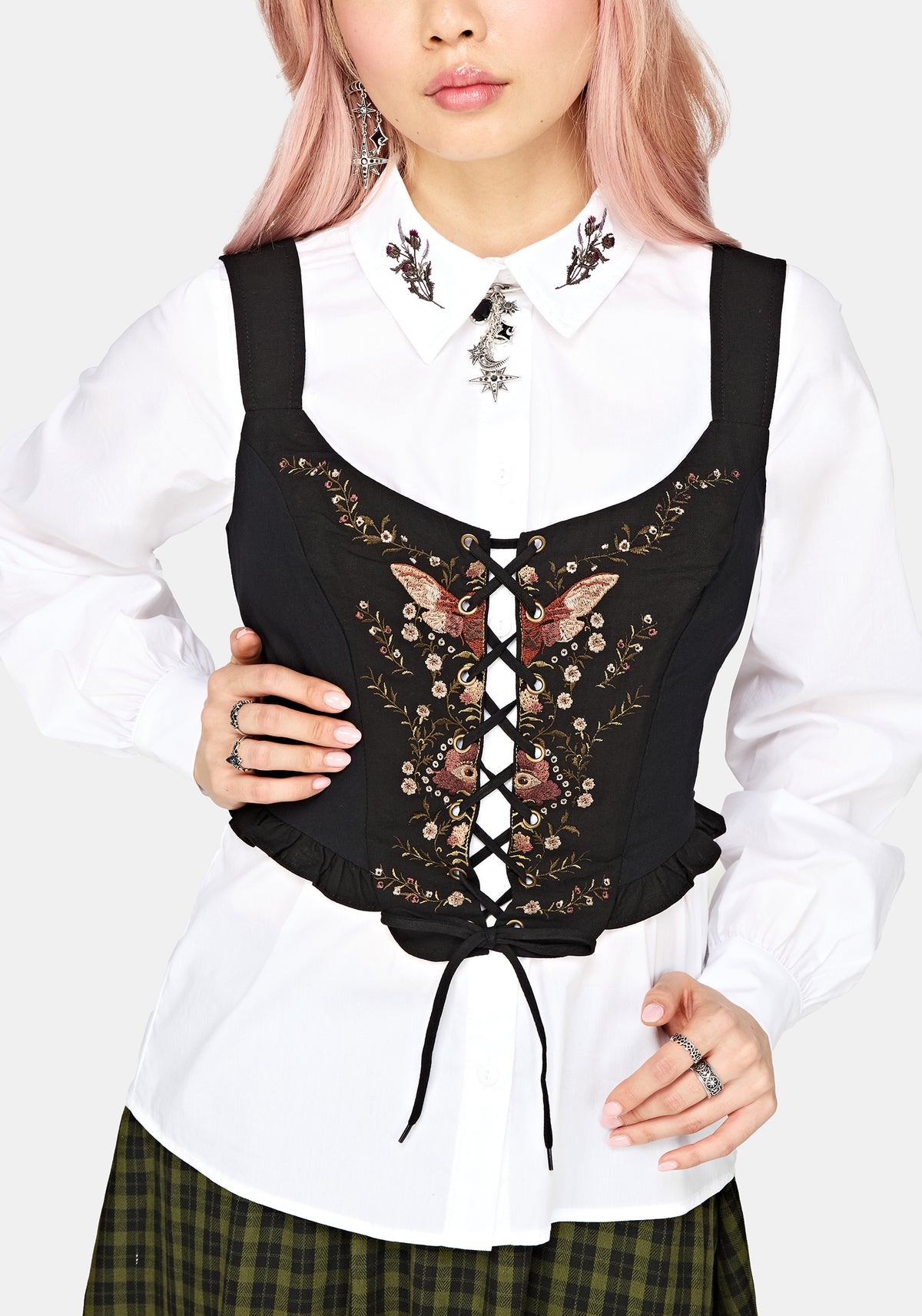 Siora Folklore Embroidered Corset Top - Black