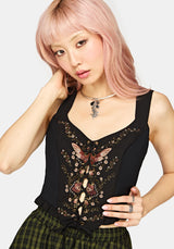 Siora Folklore Embroidered Corset Top - Black