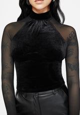 Vespera Velvet Mesh Long Sleeved Top