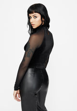 Vespera Velvet Mesh Long Sleeved Top