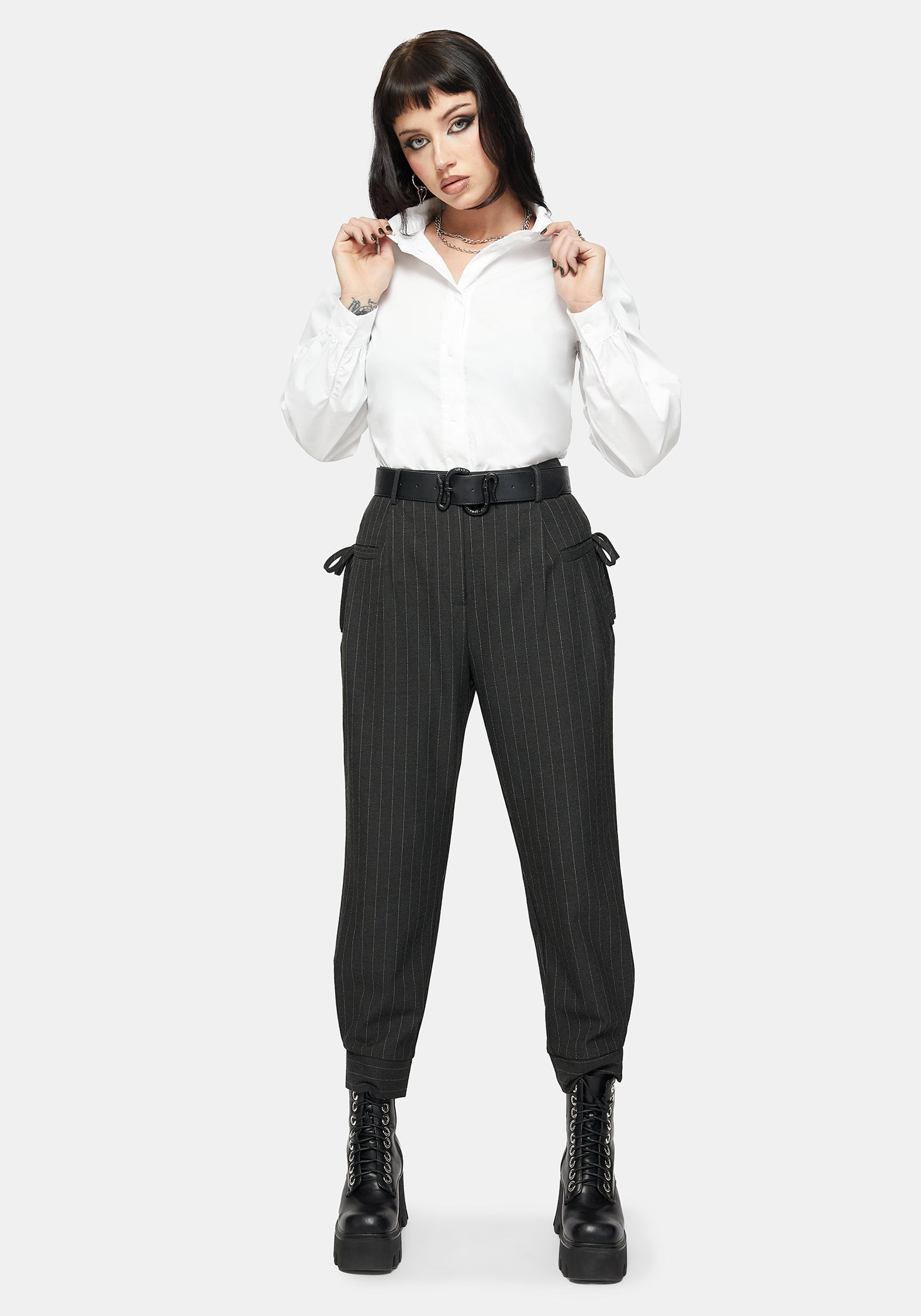 Sabrina Pinstripe Bow Detail Trouser