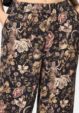 Triple Goddess Print Wide Leg Trouser