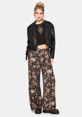 Triple Goddess Print Wide Leg Trouser